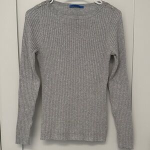 J. McLaughlin Gray Ribbed Crew Neck Sweater